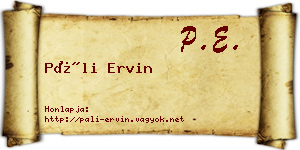 Páli Ervin névjegykártya